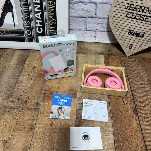 Buddy Phones Pop Fun headphones in pink wireless new - Picture 7 of 8